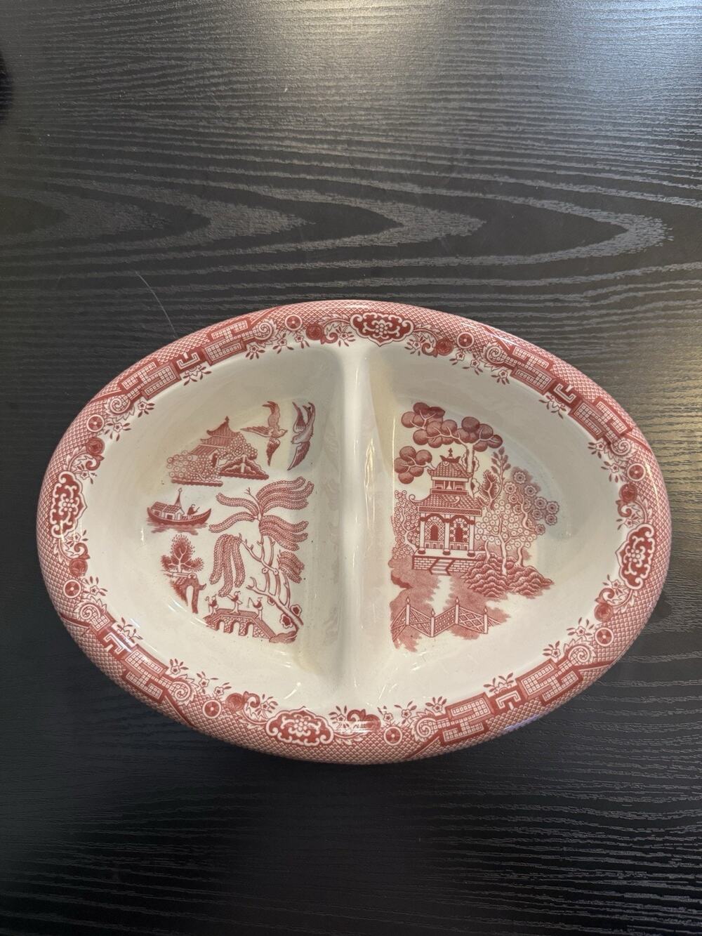 VINTAGE Churchhill Rosa Pink Willow Candy Dish - SPLIT plate